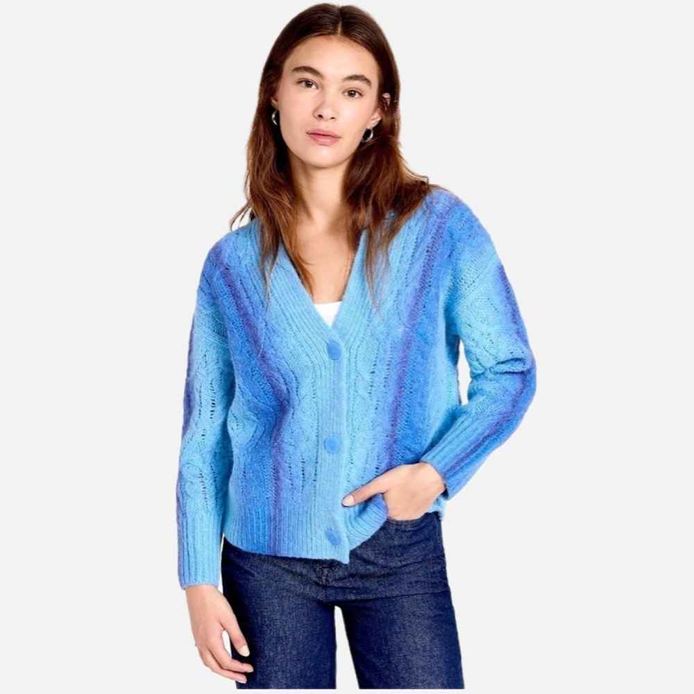 VINCE
Space Dye Alpaca Blend Blue and Purple Cardigan